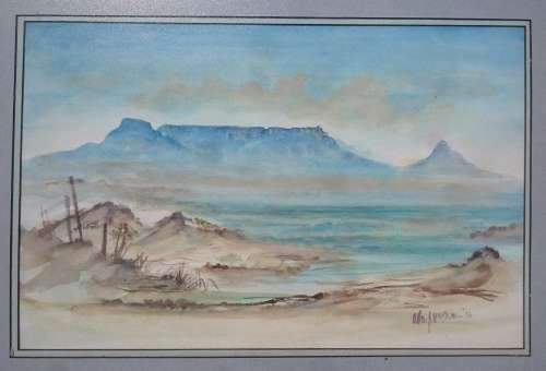 Original watercolour painting by ALLAN J. McOWEN ( Table mountain )