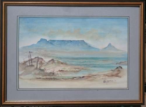 Original watercolour painting by ALLAN J. McOWEN ( Table mountain )
