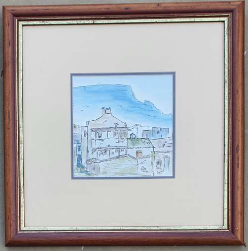 Original watercolour and ink painting of Distrix 6 - Cape Town -  signed BONNIE