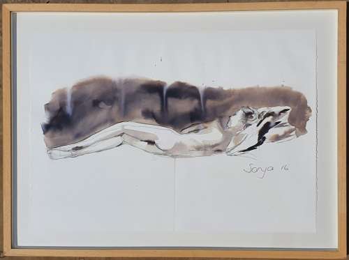 Original framed mixed medium artwork by SONJA