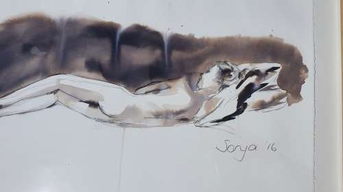 Original framed mixed medium artwork by SONJA
