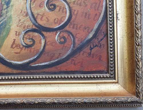 Original oil painting signed by artist. Looks like Julian
