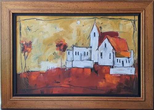 Original framed acrylic painting as per photo, Atrist signature looks like CLARA?