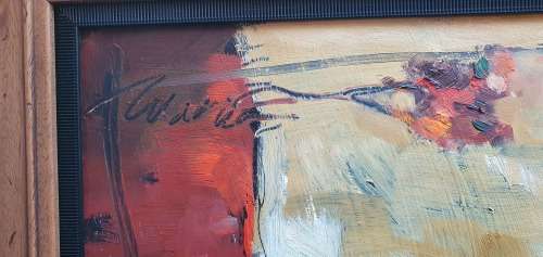 Original framed acrylic painting as per photo, Atrist signature looks like CLARA?