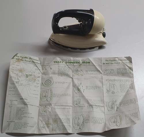 Vintage TILLEY model D.N. 250 domestic Iron - made in England with users manual as per photos