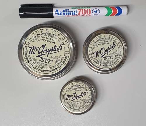 Set of 3 Mc Chrystal`s Snuff tins