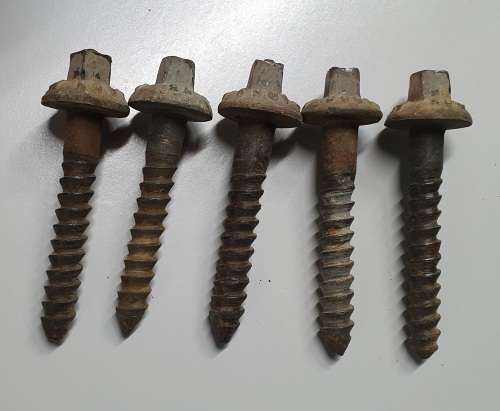 5 Vintage SAR railway steel sleeper bolts as per photo