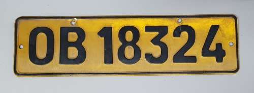 Vintage car numberplate of Bloemfontein district as per photo