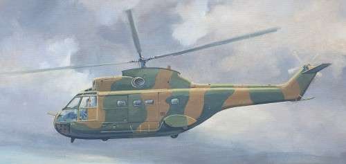 Original oil painting of an Aerospatiale SA 330 PUMA by Ernest Rood