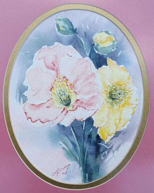Original framed watercolor  painting by EDNA SCHUMYN as per photos