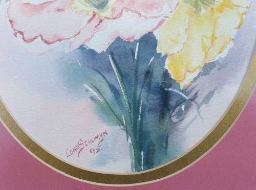 Original framed watercolor  painting by EDNA SCHUMYN as per photos