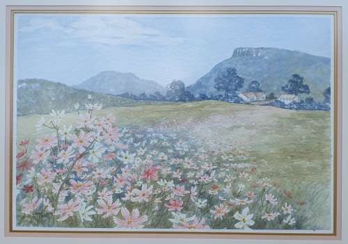 Original framed watercolor  painting by CARINE CARTER as per photos