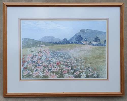 Original framed watercolor  painting by CARINE CARTER as per photos