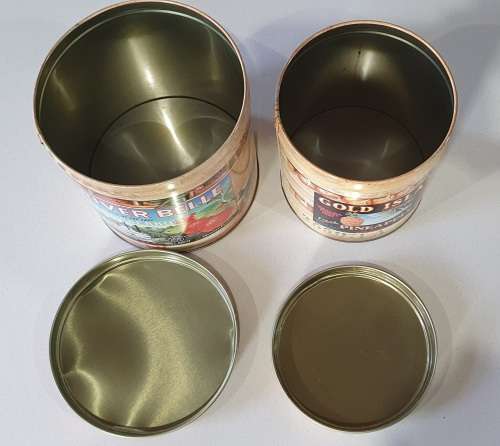 River Belle and Gold Island tins as per photos