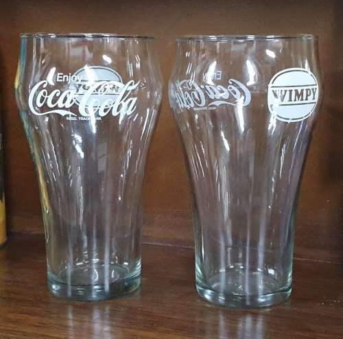 Set of 2x COCA COLA / Wimpy mega drinking glasses as per photo