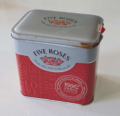 Five Roses tea tin as per photos