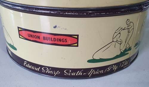 EDWARD SHARP 5pd biscuits tin of the Union Buildings (Volkspelers) as per photos