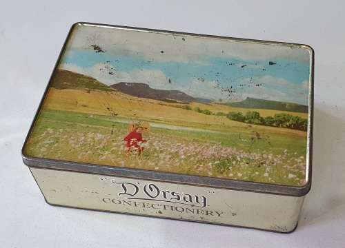 D`Orsay confectionery biscuits tin with Cosmos flowers in the Eastern Free State as per photos