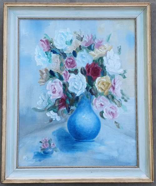 Original framed oil painting signed A.S. as per photos