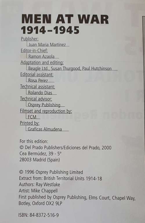 1996 Osprey magazine nr.53 - MEN AT WAR 1914-1945 - British territorial units in the world war 1