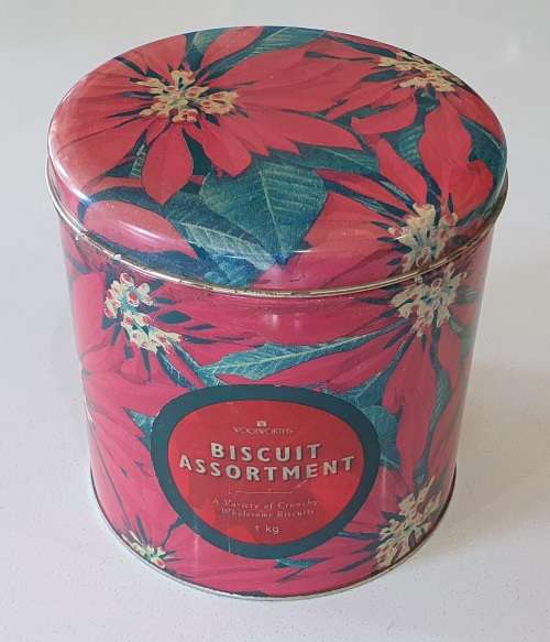 Woolworths 1kg biscuit tin as per photos