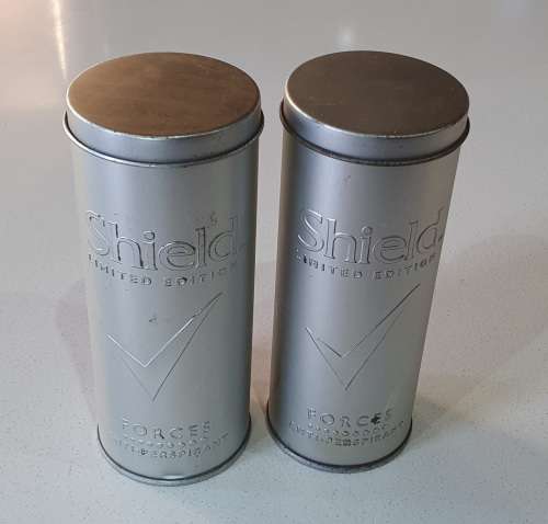 2x Shield limited edition tins as per photos