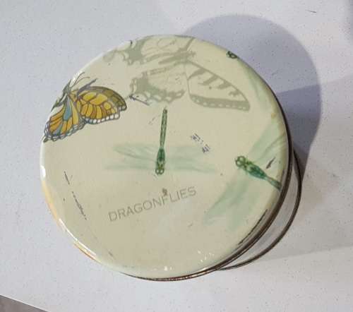 Dragonflies and butterflies theme tin as per photos