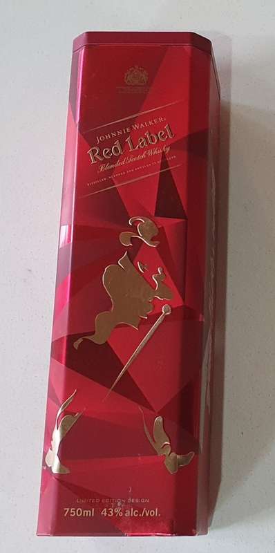 Johnnie Walker red label liquor tin as per photos
