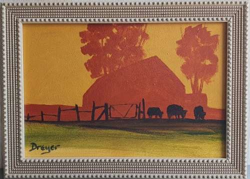 Original framed oil painting by DREYER as per photo