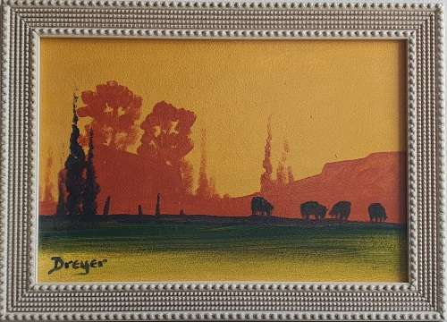 Original framed oil painting by DREYER as per photo