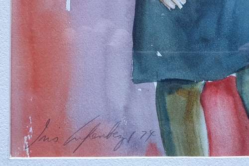 Original framed watercolor  painting by IRIS AMPENBERGER as per photos