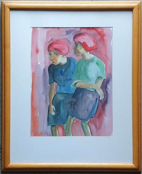Original framed watercolor  painting by IRIS AMPENBERGER as per photos