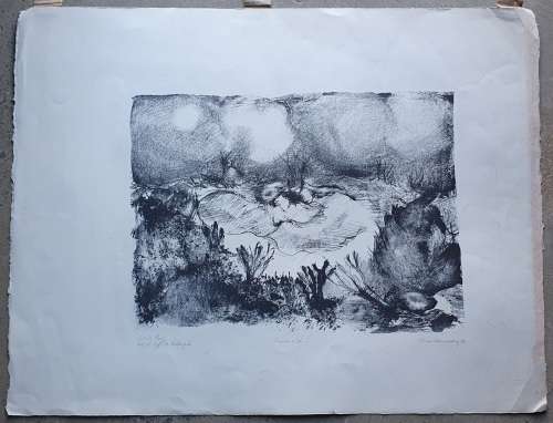 Original unframed litho artist proof `Duineveld` by Gerrit van Schouwenburg as per photos