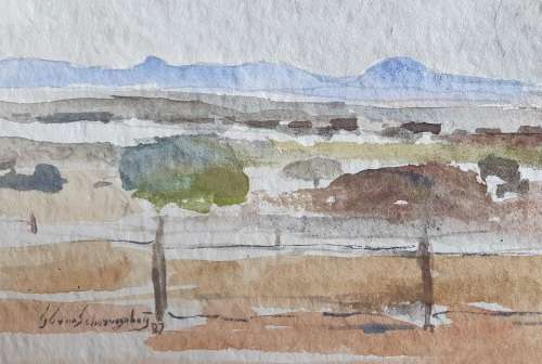 Original unframed watercolor painting by Gerrit van Schouwenburg as per photos