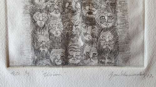 Original unframed etch 3/3 `Vision` by Gerrit van Schouwenburg as per photos