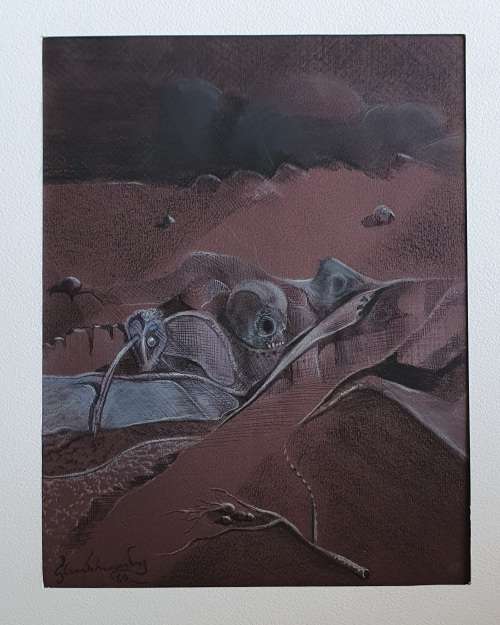 Original unframed desert landscape by Gerrit van Schouwenburg as per photos