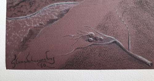 Original unframed desert landscape by Gerrit van Schouwenburg as per photos