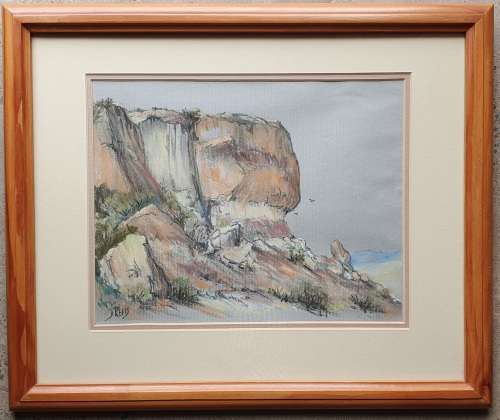 Pastel painting by DIANA REED, Sandstone rock-face - Jouberts Vlei - Clarens, as per photos