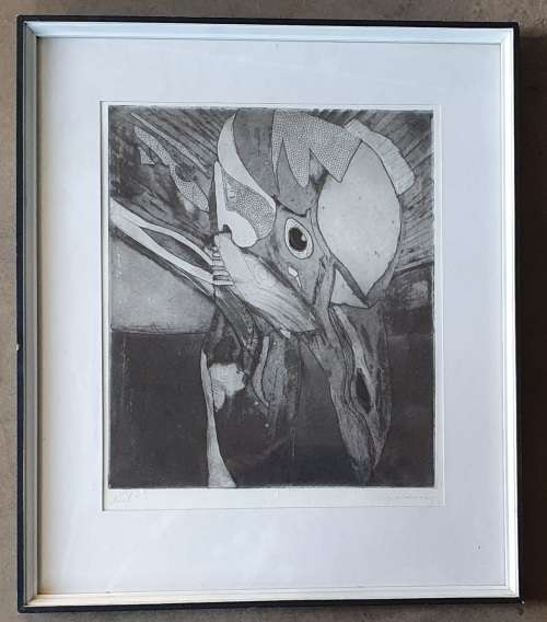 Framed etch `Voel` by Gerrit van Schouwenburg as per photos