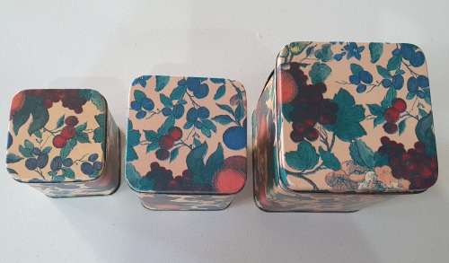 3 Flower and fruit tins - one lot - as per photos