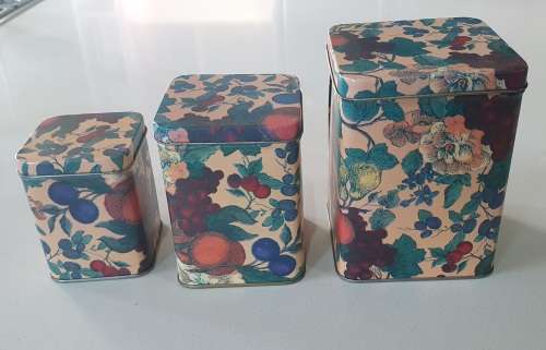 3 Flower and fruit tins - one lot - as per photos