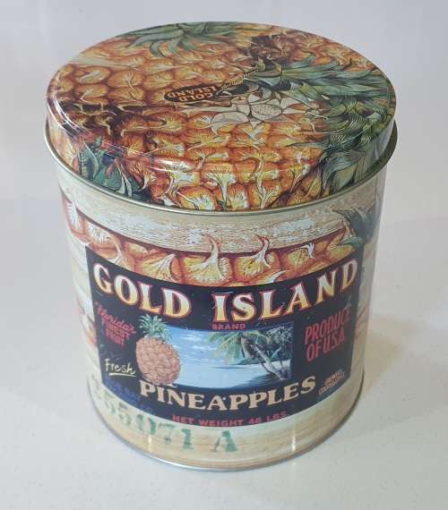 GOLD ISLAND tin as per photos