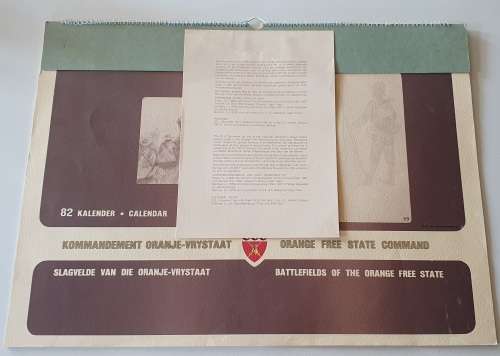 1982 calendar - Battlefields of the Oranje Free State as per photos