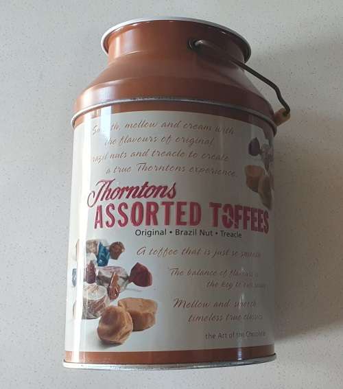 THORNTONS toffees tin as per photos