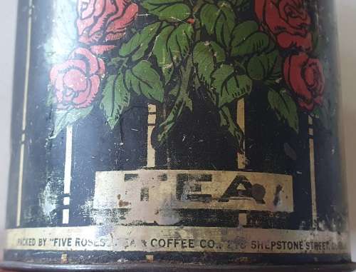 Old vintage 1LB. Five Roses tee tin as per photos