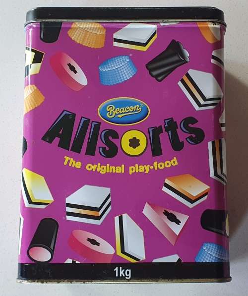 BEACON LIQUORICE ALLSORTS tin as per photos