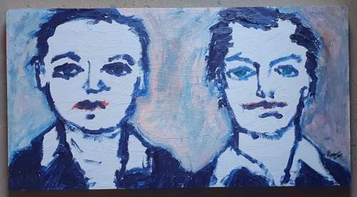 Original acryl painting by IKRAM ABRAHAMS - The Ruppeteers - as per photo