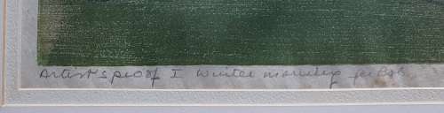 Framed etch by Alice Goldin