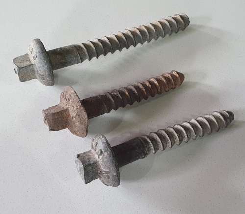 3x Vintage SAR sleeper bolts 1933, 1964 as per photo