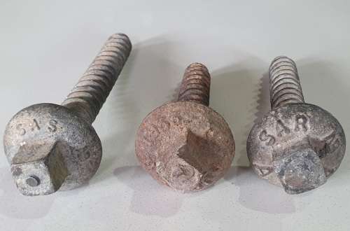 3x Vintage SAR sleeper bolts 1933, 1964 as per photo